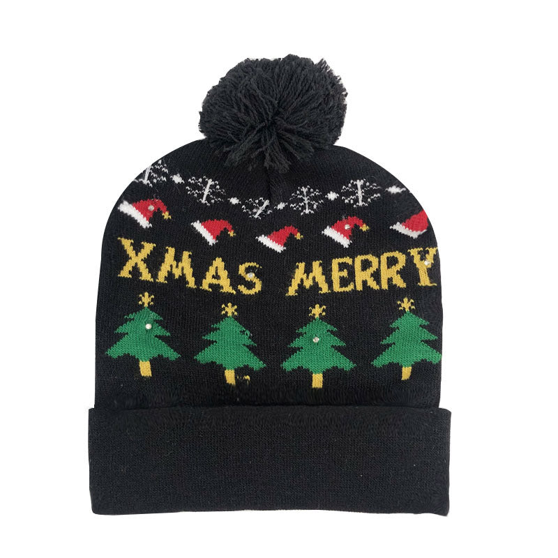 Wholesale Colorful Luminous Knitted Hat Removable Battery LED Light Christmas Hat